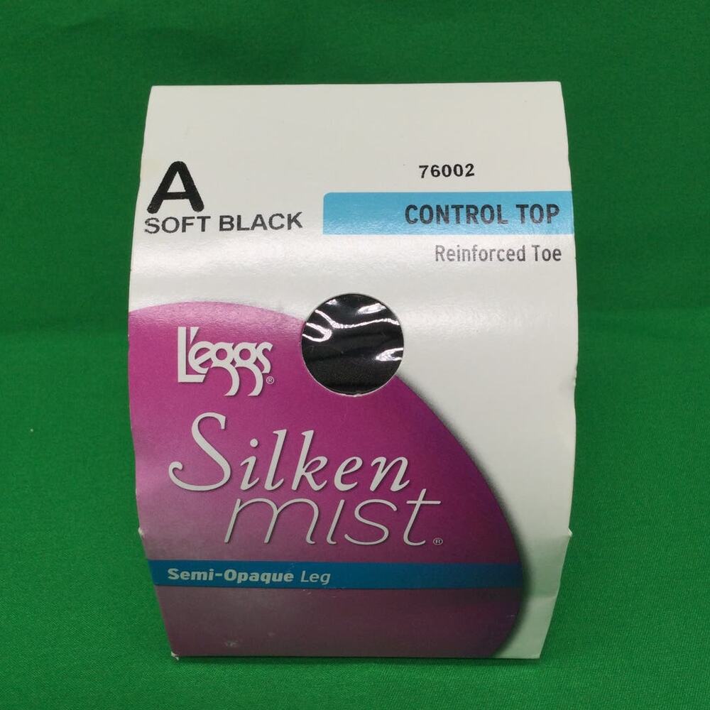 Leggs Silken Mist Semi Opaque Control Top Hosiery Soft Black SzA